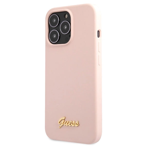 Guess GUHCP13XLSLMGLP iPhone 13 Pro Max 6.7" light pink/light pink hardcase Silicone Script Gold Logoeng