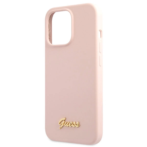 Guess GUHCP13XLSLMGLP iPhone 13 Pro Max 6.7" light pink/light pink hardcase Silicone Script Gold Logoeng