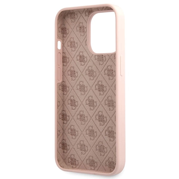 Guess GUHCP13XLSLMGLP iPhone 13 Pro Max 6.7" light pink/light pink hardcase Silicone Script Gold Logoeng