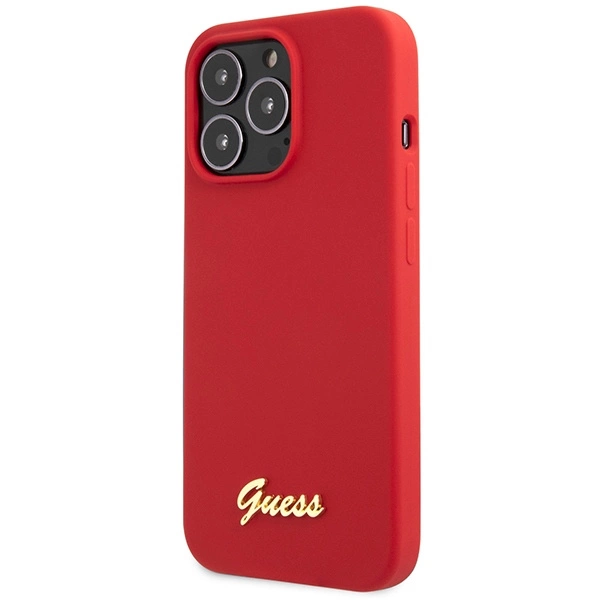 Guess GUHCP13XLSLMGRE iPhone 13 Pro Max 6.7" red/burgundy hard case Silicone Vintage Gold Logoeng