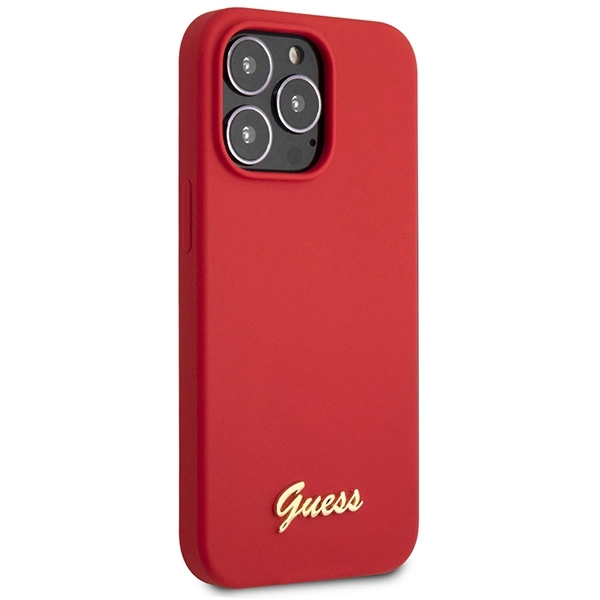 Guess GUHCP13XLSLMGRE iPhone 13 Pro Max 6.7" red/burgundy hard case Silicone Vintage Gold Logoeng
