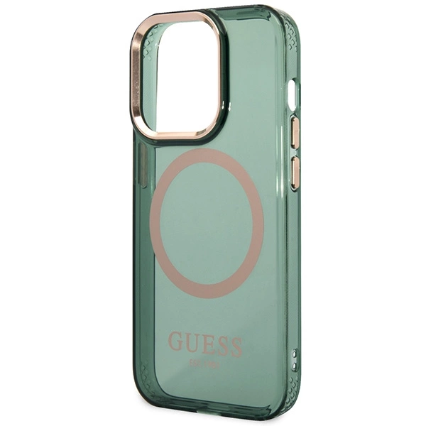 Guess GUHMP14LHTCMA iPhone 14 Pro 6.1" green/khaki hard case Gold Outline Translucent MagSafeeng