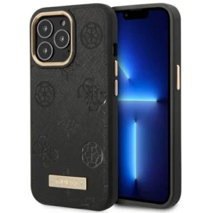 Guess GUHMP14LSAPSTK iPhone 14 Pro 6.1" black/black hardcase Peony Logo Plate MagSafeeng
