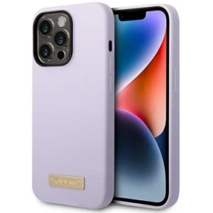 Guess GUHMP14LSBPLU iPhone 14 Pro 6.1" purple/purple hard case Silicone Logo Plate MagSafeeng