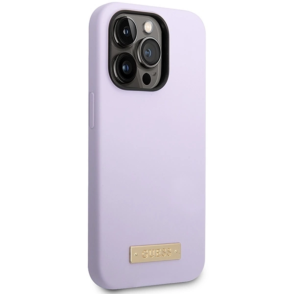 Guess GUHMP14LSBPLU iPhone 14 Pro 6.1" purple/purple hard case Silicone Logo Plate MagSafeeng