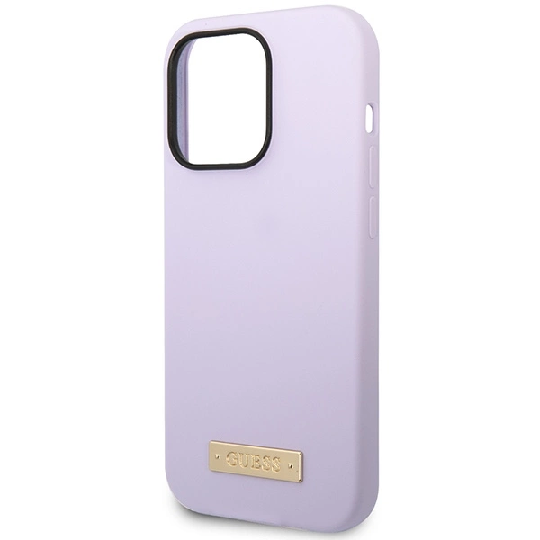 Guess GUHMP14LSBPLU iPhone 14 Pro 6.1" purple/purple hard case Silicone Logo Plate MagSafeeng