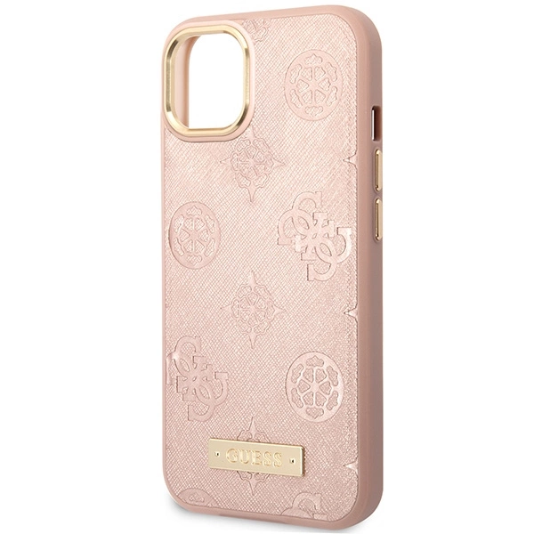 Guess GUHMP14SSAPSTP iPhone 14 6.1" pink/pink hardcase Peony Logo Plate MagSafeeng