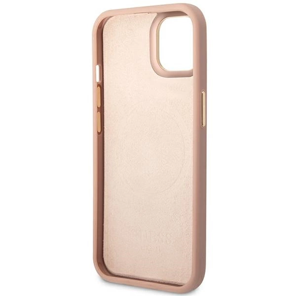 Guess GUHMP14SSAPSTP iPhone 14 6.1" pink/pink hardcase Peony Logo Plate MagSafeeng