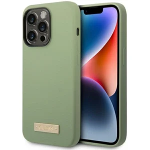 Guess Silicone Logo Plate MagSafe case for iPhone 14 Pro Max - greeneng