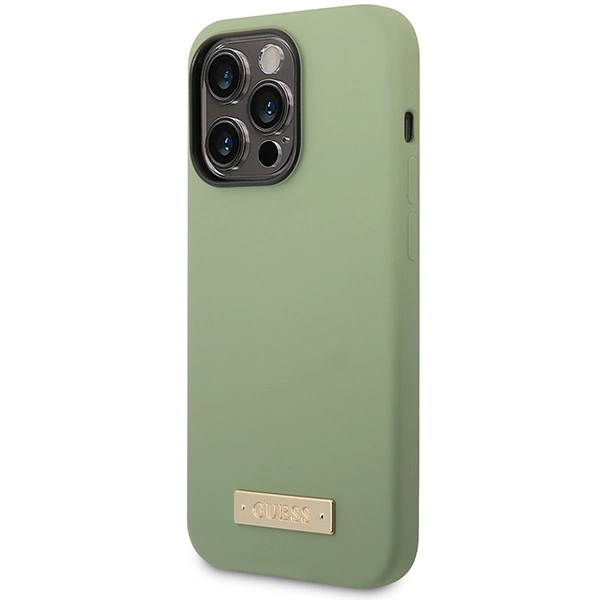 Guess Silicone Logo Plate MagSafe case for iPhone 14 Pro Max - greeneng