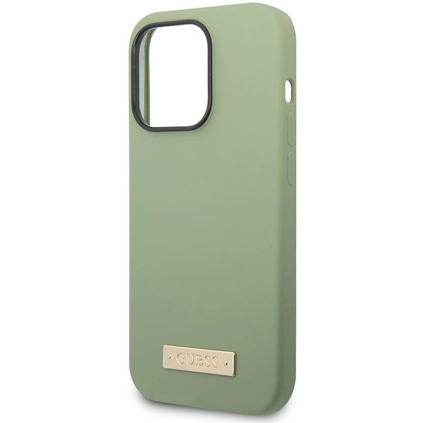 Guess Silicone Logo Plate MagSafe case for iPhone 14 Pro Max - greeneng