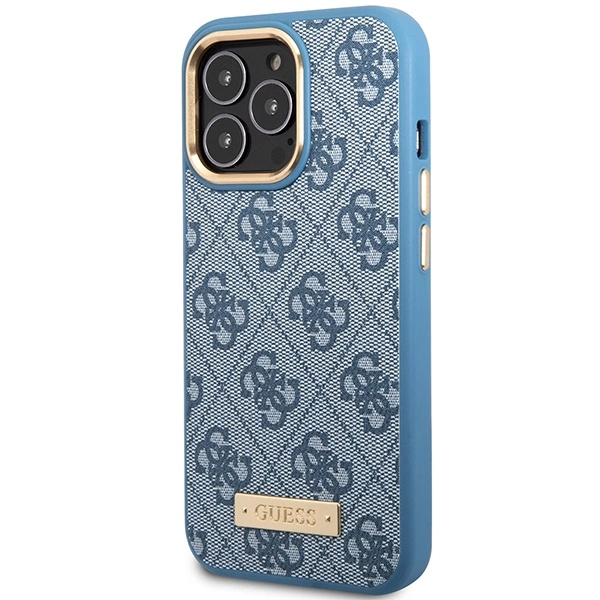Guess 4G Logo Plate MagSafe case for iPhone 14 Pro Max - blueeng