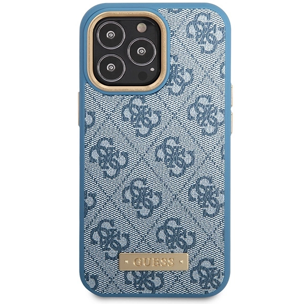 Guess 4G Logo Plate MagSafe case for iPhone 14 Pro Max - blueeng