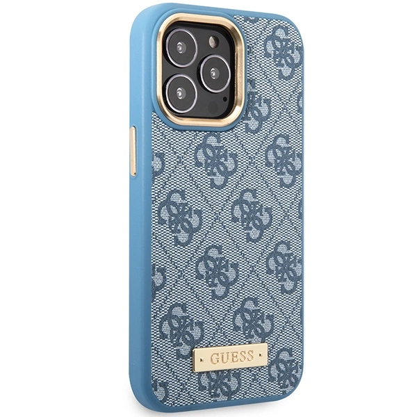 Guess 4G Logo Plate MagSafe case for iPhone 14 Pro Max - blueeng