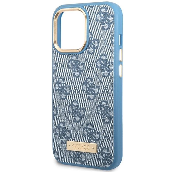 Guess 4G Logo Plate MagSafe case for iPhone 14 Pro Max - blueeng