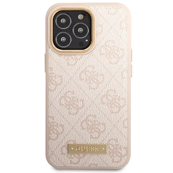 Guess 4G Logo Plate MagSafe case for iPhone 14 Pro Max - pinkeng