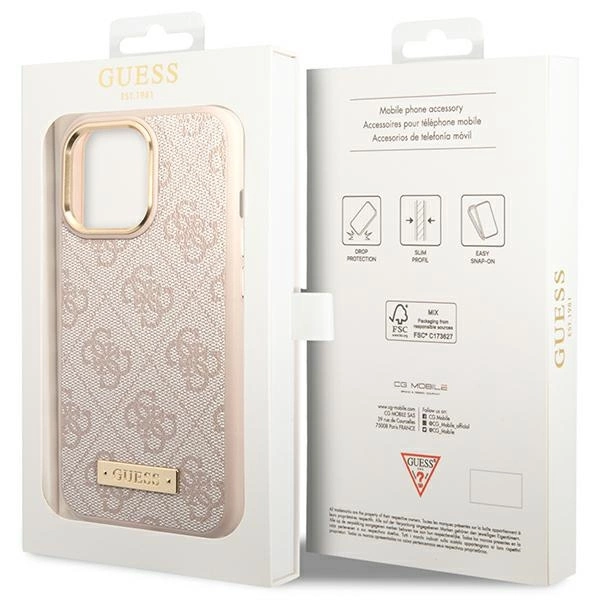 Guess 4G Logo Plate MagSafe case for iPhone 14 Pro Max - pinkeng