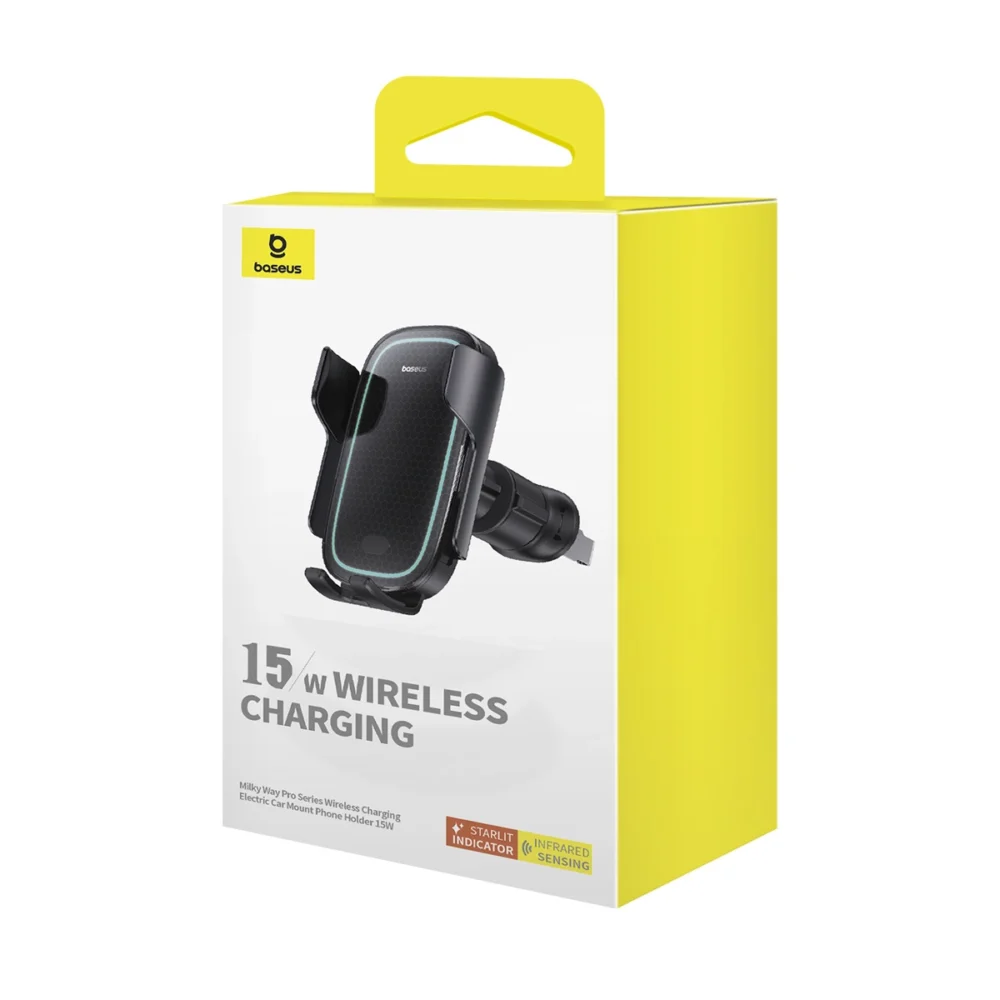 Baseus Milky Way Pro Series BS-CM023 car holder for air vent with 15W inductive charger - blackeng