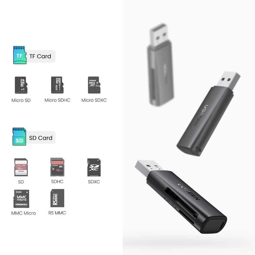 Ugreen CM264 USB 3.0 SD/TF card reader - blackeng