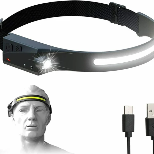 LED headlamp with IPX4 motion sensor USB-C 1200 mAh - blackeng