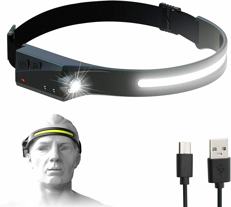 LED headlamp with IPX4 motion sensor USB-C 1200 mAh - blackeng