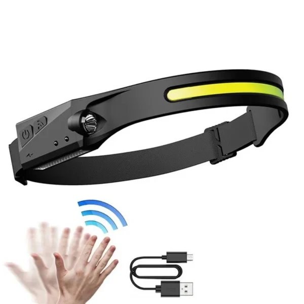 LED headlamp with IPX4 motion sensor USB-C 1200 mAh - blackeng
