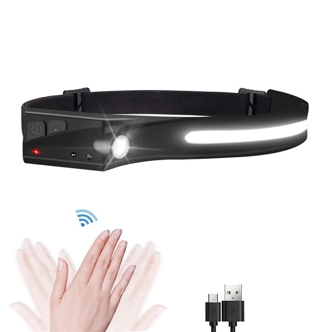 LED headlamp with IPX4 motion sensor USB-C 1200 mAh - blackeng