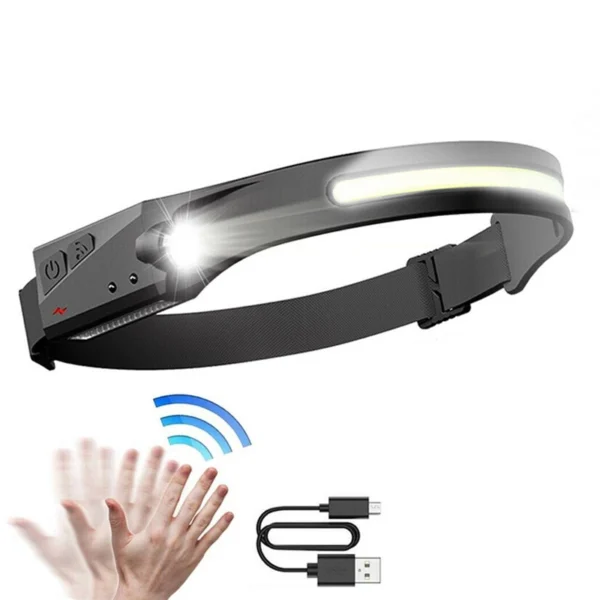 LED headlamp with IPX4 motion sensor USB-C 1200 mAh - blackeng