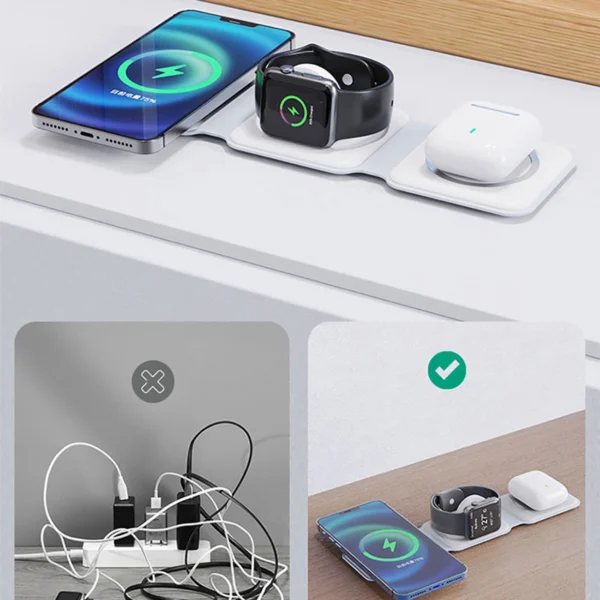 Dudao A11N 15W 3in1 Inductive Charger - White + USB-C / USB-C Cableeng