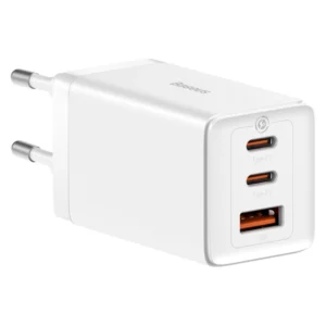 GaN 2xUSB C 1xUSB 65W fast charger Baseus GaN5 Pro + USB C - USB C 100W cable - whiteeng