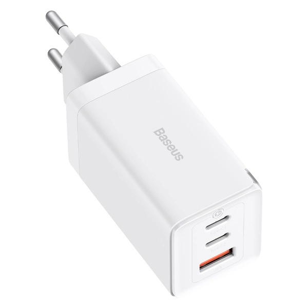 GaN 2xUSB C 1xUSB 65W fast charger Baseus GaN5 Pro + USB C - USB C 100W cable - whiteeng