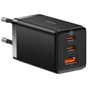 GaN 2xUSB C 1xUSB 65W fast charger Baseus GaN5 Pro + USB C - USB C 100W cable - blackeng