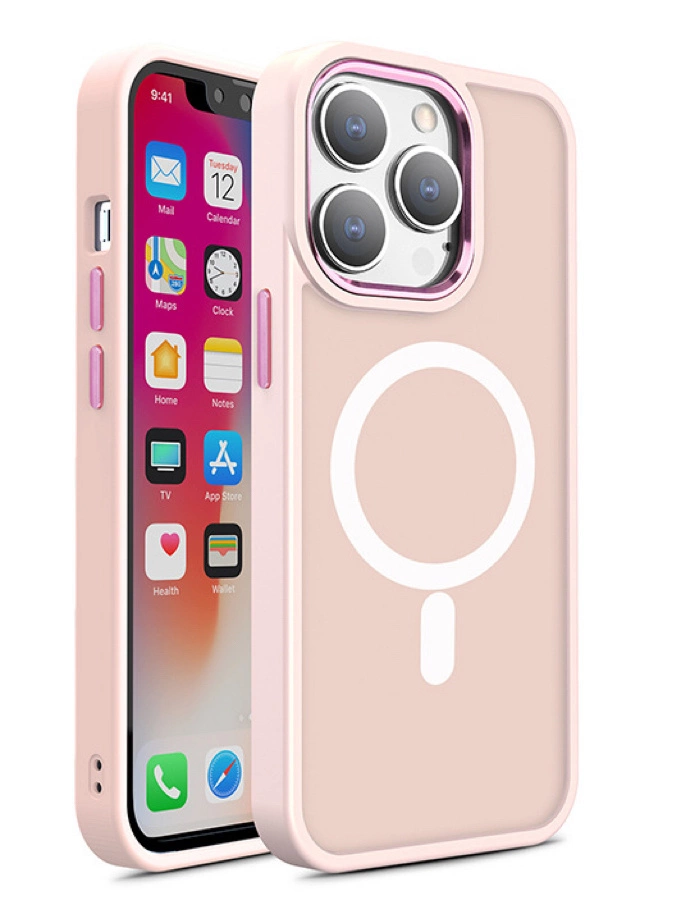 Magnetic Color Matte Case for iPhone 15 Pro - pinkeng