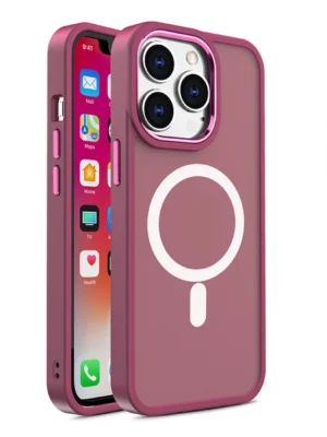 Magnetic Color Matte Case for iPhone 15 Plus - Burgundyeng