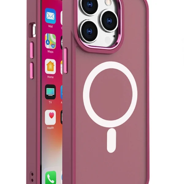 Magnetic Color Matte Case for iPhone 15 Plus - Burgundyeng