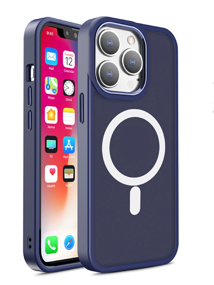 Magnetic Color Matte Case for iPhone 15 Plus - navy blueeng