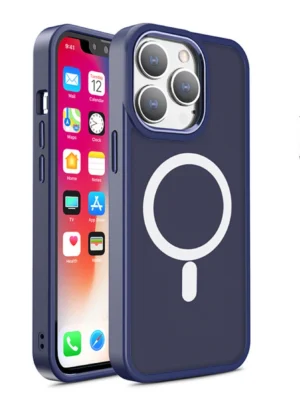 Magnetic Color Matte Case for iPhone 15 - navy blueeng