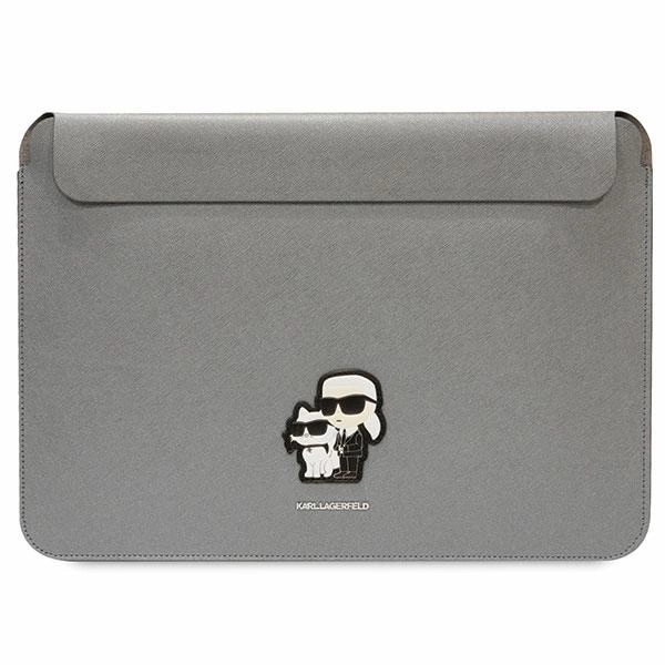 Karl Lagerfeld Saffiano Karl&Choupette case for a 16" laptop - silvereng