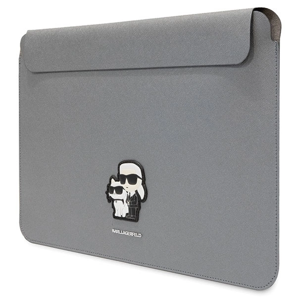 Karl Lagerfeld Saffiano Karl&Choupette case for a 16" laptop - silvereng