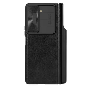 Nillkin Qin Leather Pro Leather Case with Camera Protector for Samsung Galaxy Z Fold 5 - Blackeng