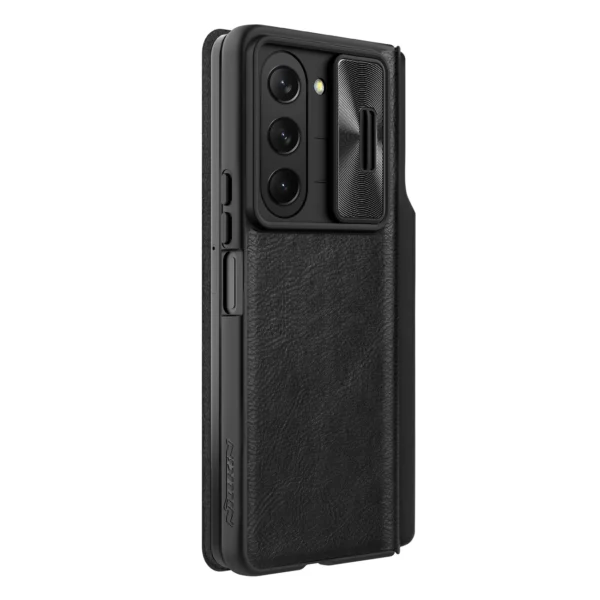 Nillkin Qin Leather Pro Leather Case with Camera Protector for Samsung Galaxy Z Fold 5 - Blackeng