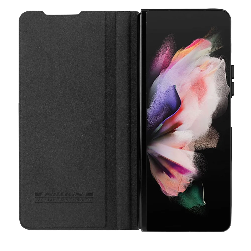 Nillkin Qin Leather Pro Leather Case with Camera Protector for Samsung Galaxy Z Fold 5 - Blackeng