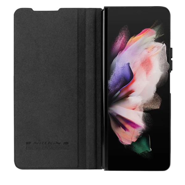 Nillkin Qin Leather Pro Leather Case with Camera Protector for Samsung Galaxy Z Fold 5 - Blackeng