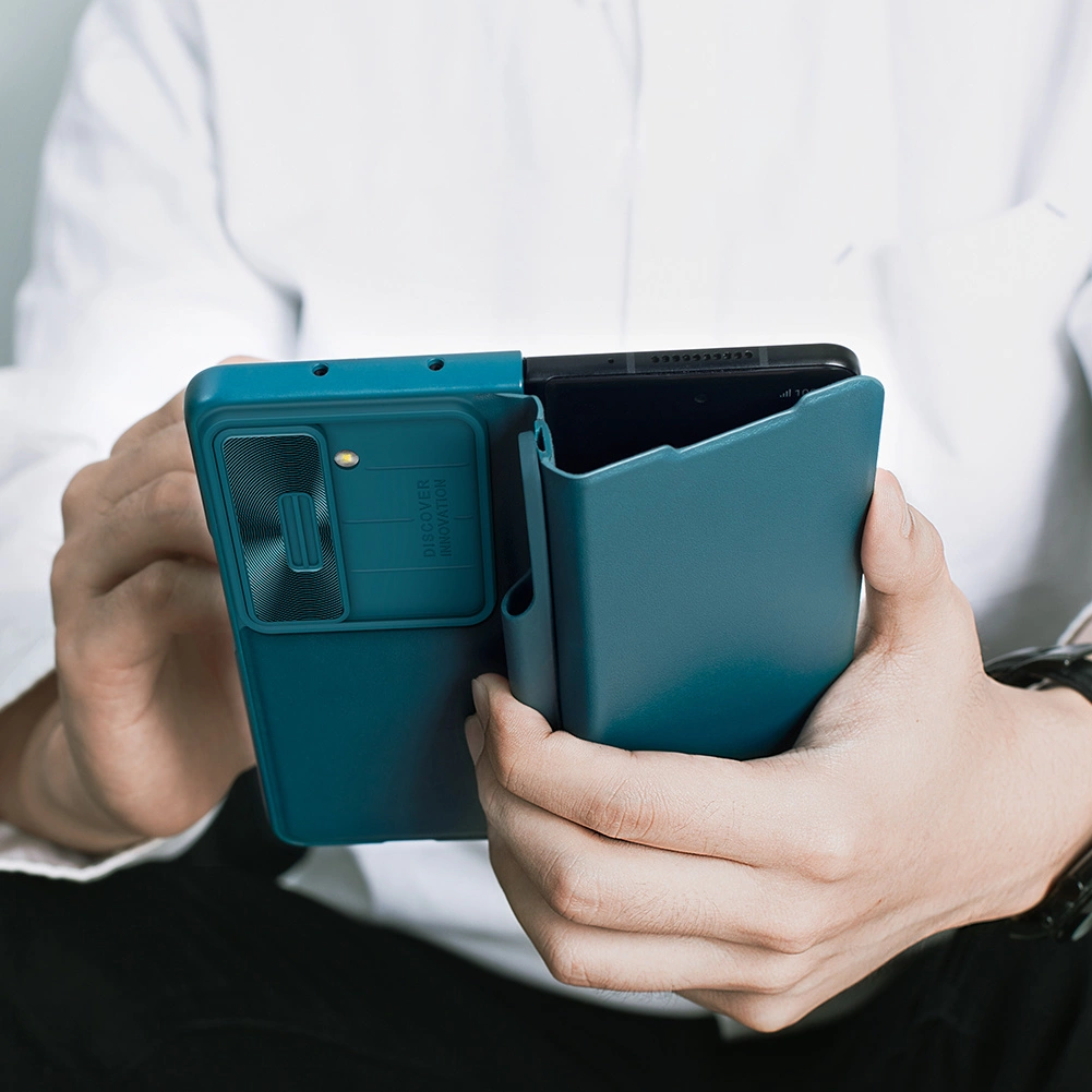 Nillkin Qin Leather Pro Leather Case with Camera Protector for Samsung Galaxy Z Fold 5 - Blackeng