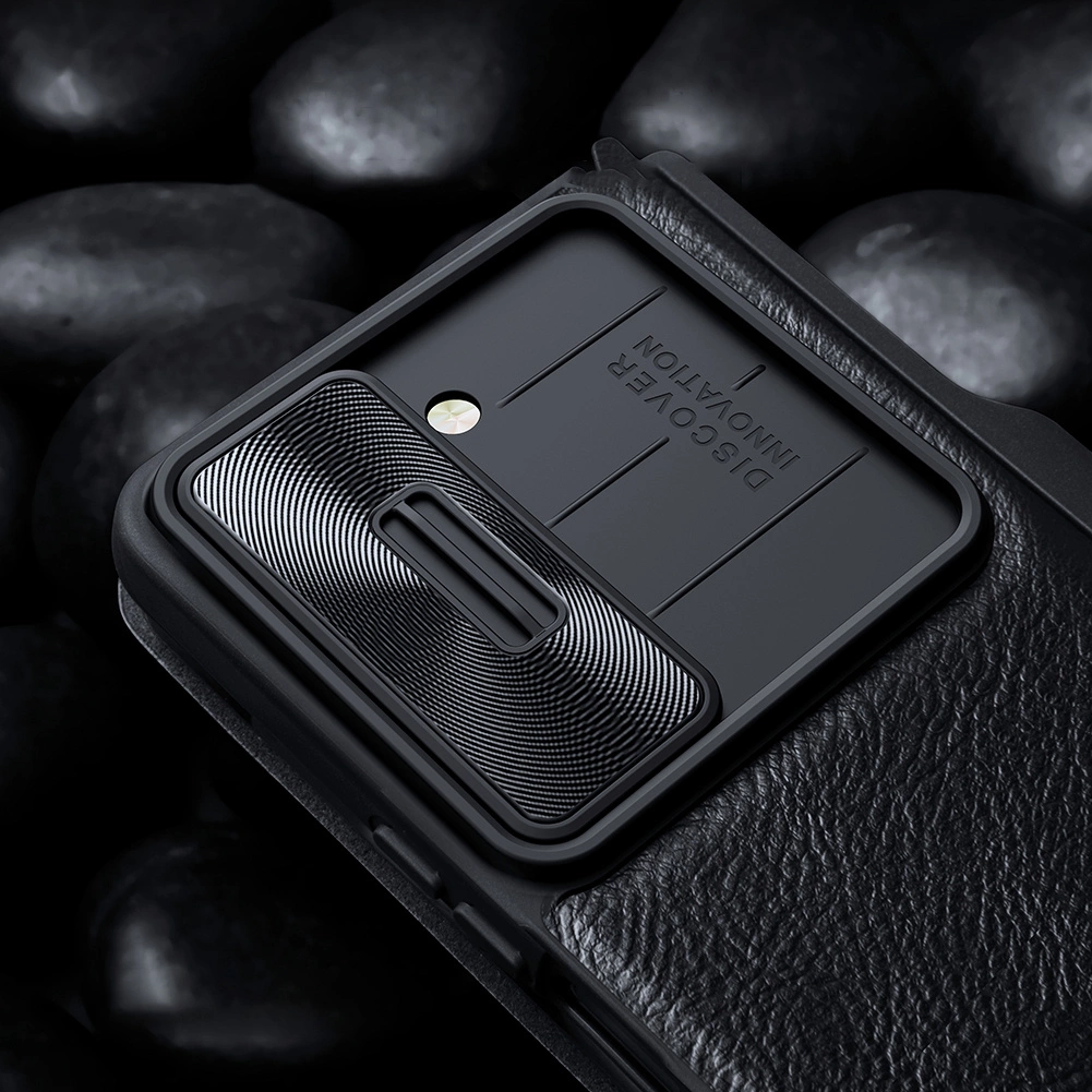 Nillkin Qin Leather Pro Leather Case with Camera Protector for Samsung Galaxy Z Fold 5 - Blackeng