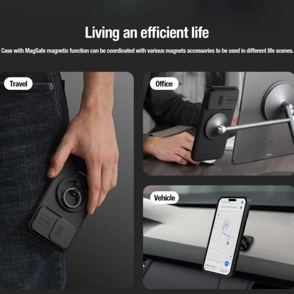 Nillkin CamShield Pro Magnetic Case for iPhone 15 Pro with Camera Protector - Blueeng