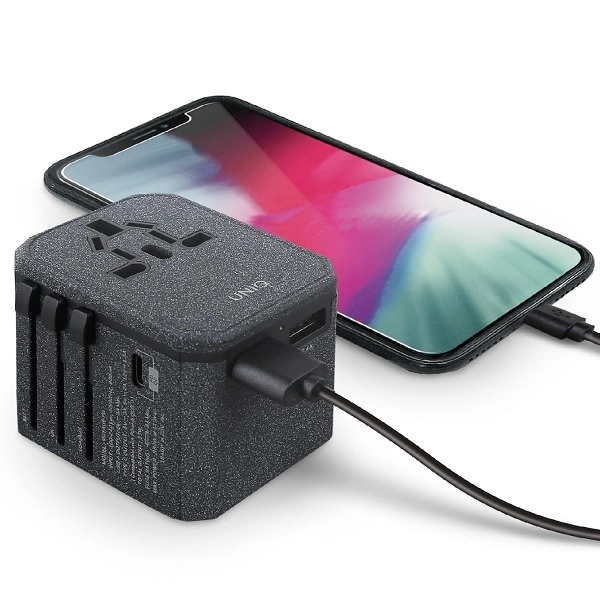 Uniq Voyage LITHOS Collective 33W 2xUSB PD 18W QC 3.0 travel adapter - grayeng