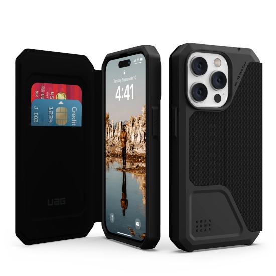 UAG Metropolis case for iPhone 14 Pro with flap - black kevlareng