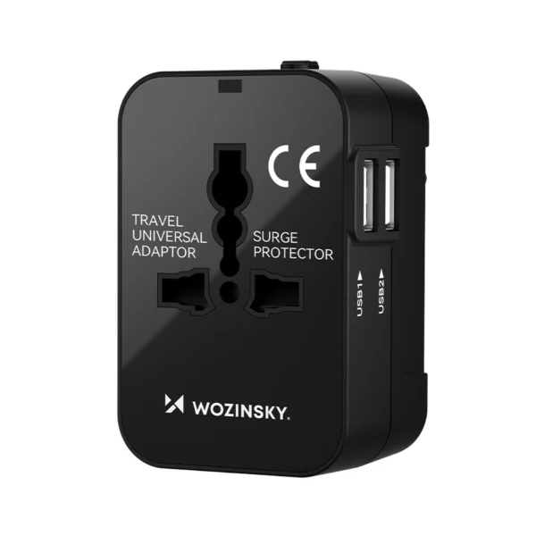 Wozinsky WUTWC travel adapter universal 24W EU / US / AUS / UK / 2x USB-A - blackeng