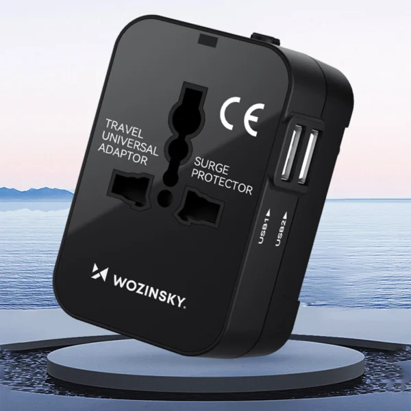 Wozinsky WUTWC travel adapter universal 24W EU / US / AUS / UK / 2x USB-A - blackeng